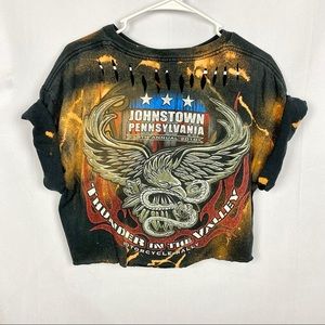 Motorcycle Black Bleached Distress Grunge Tee